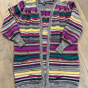 Emanuel Ungaro 70s  Knit Bold Colorful striped sweater jacket S